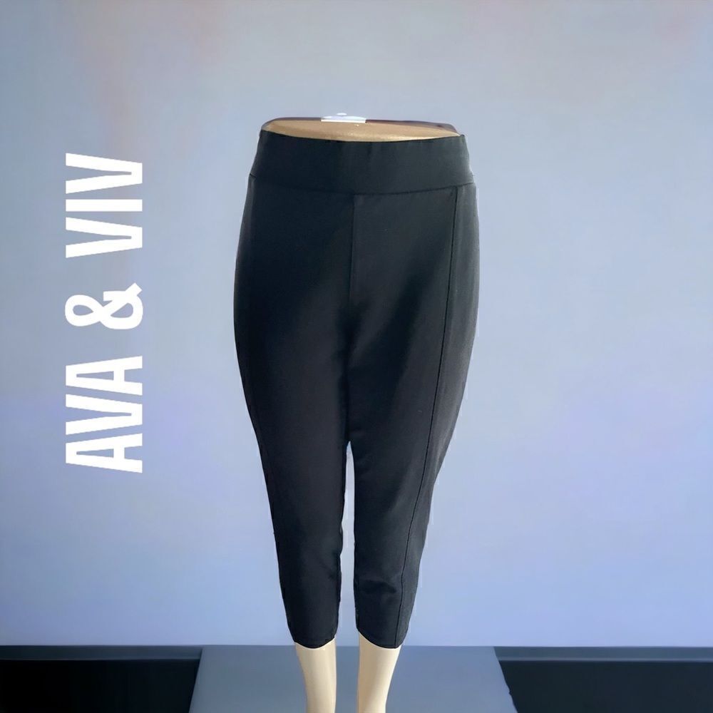 AVA / VIV l Black Pleated Cropped Pants l Soft Stretch l Elastic Waistband 2X